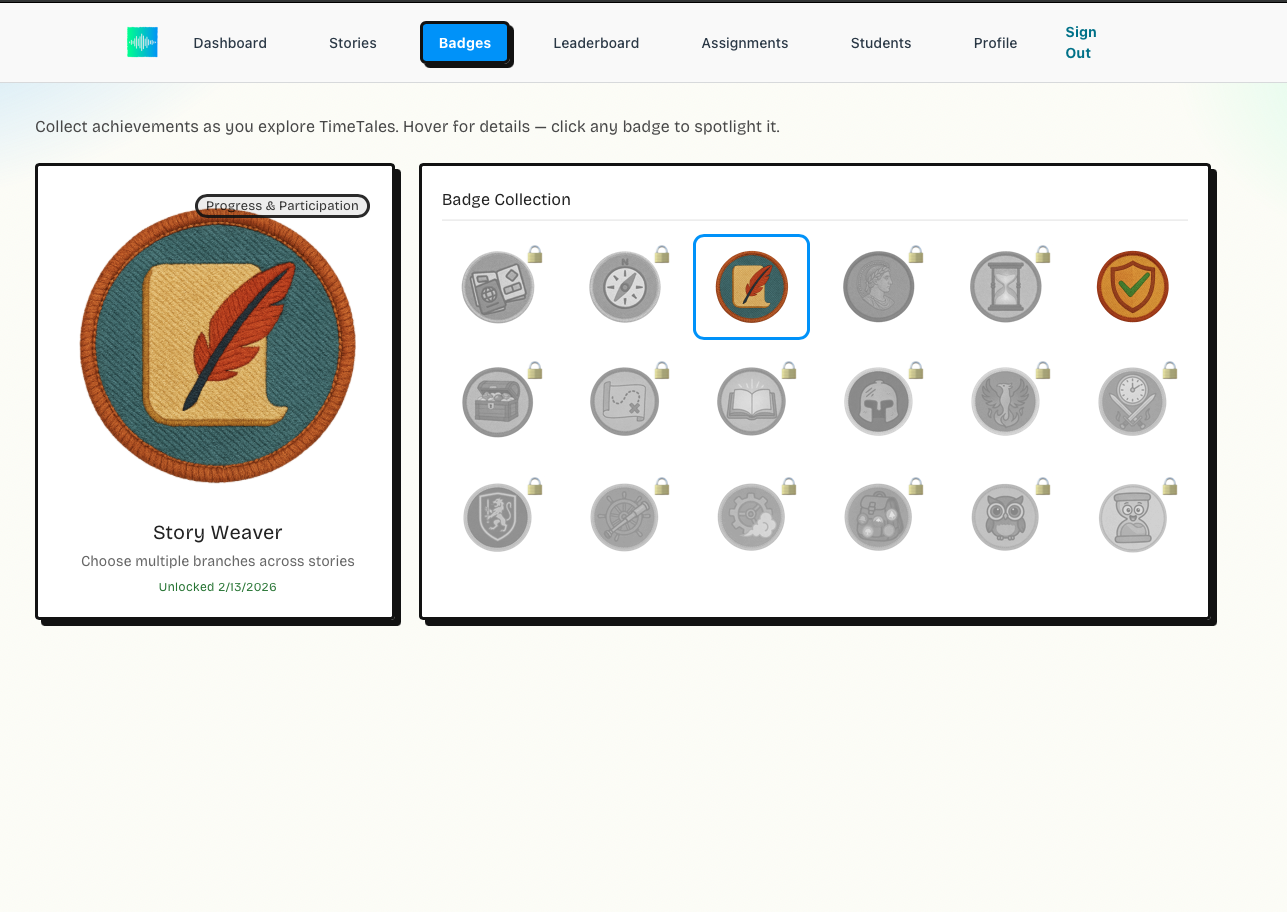 Badges - collect achievements as you explore