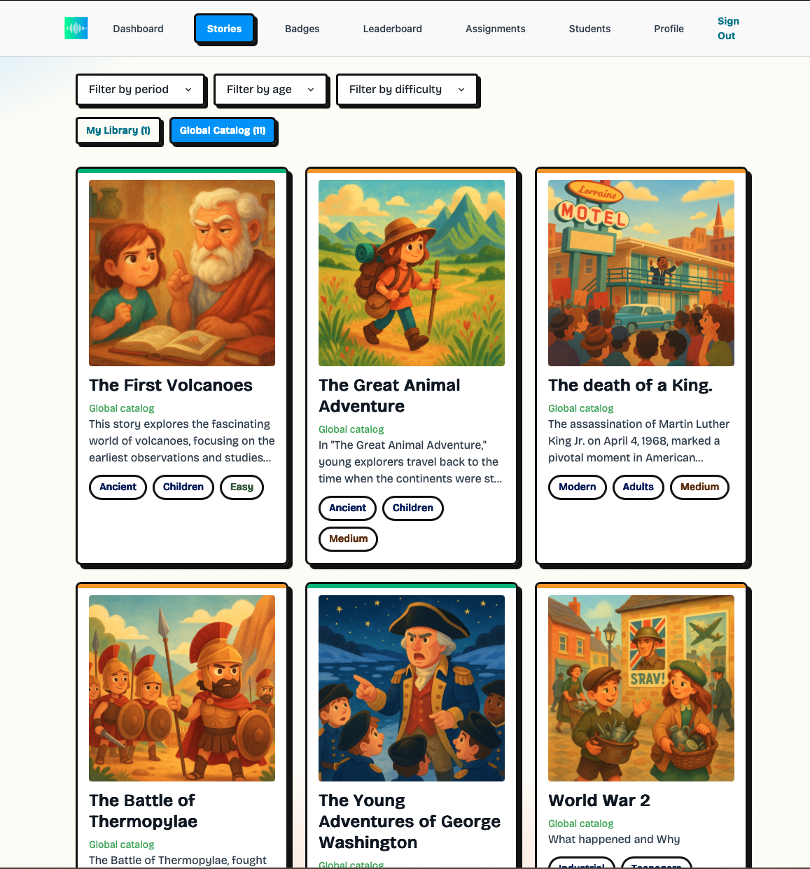 Time Tales stories catalog